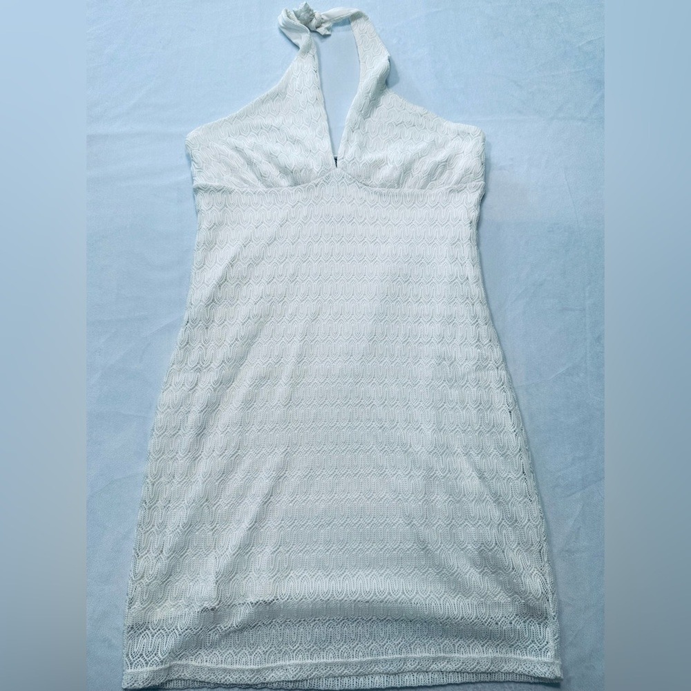 White Halter Lace Dress - Women